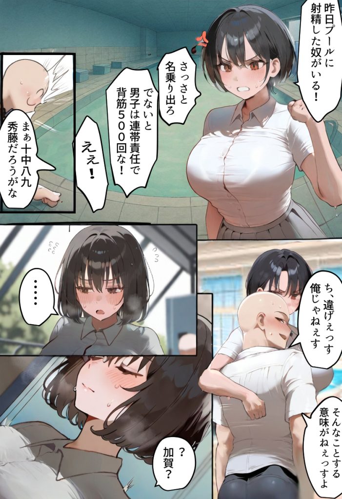 俺の爆乳競泳カノは大会裏で童貞坊主に筆下ろし強要され乳首イキから孕ませSEX漬けにされてた話 サンプル画像21