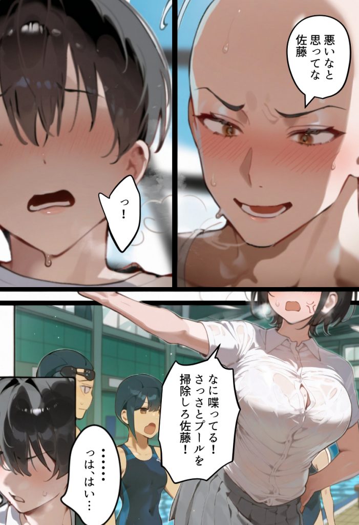 俺の爆乳競泳カノは大会裏で童貞坊主に筆下ろし強要され乳首イキから孕ませSEX漬けにされてた話 サンプル画像23