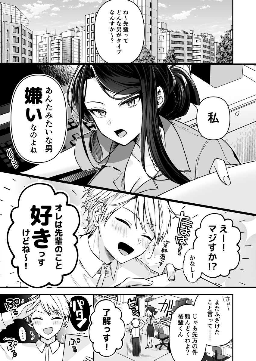 デカ女上司と元チャラ男の後輩くん#1 サンプル画像1